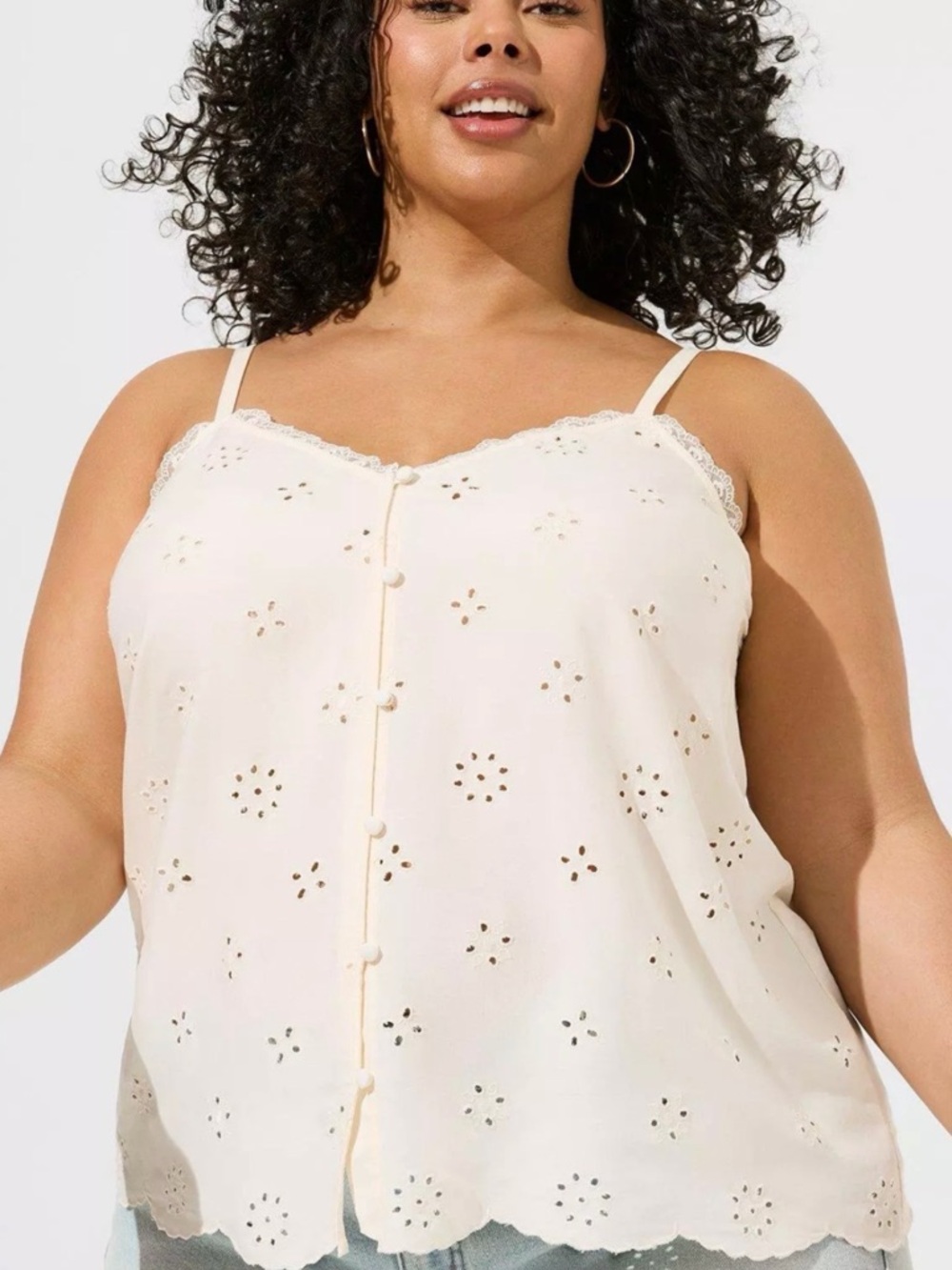 torrid Cream Eyelet Lace Cami Top